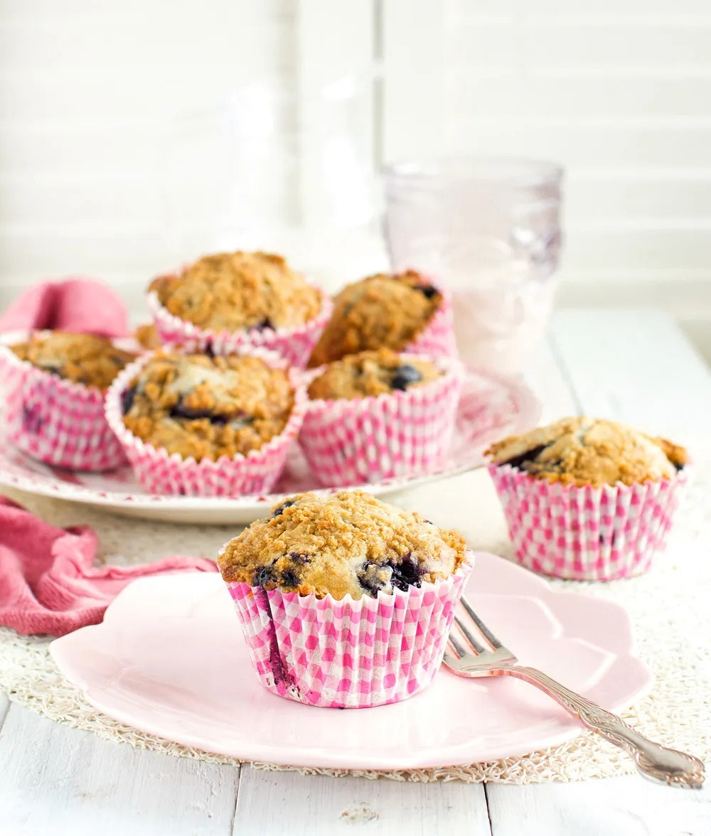 SPICED BLUEBERRY MUFFINS WITH LEMON STREUSEL