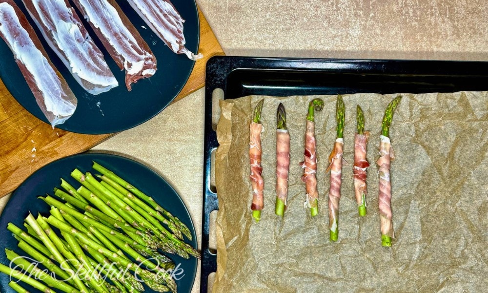 Wrap and roast asparagus with a layer of cream cheese