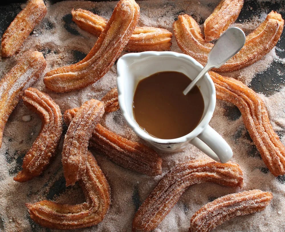 GLUTEN-FREE CHURROS WITH RUM & COCONUT CARAMEL SAUCE