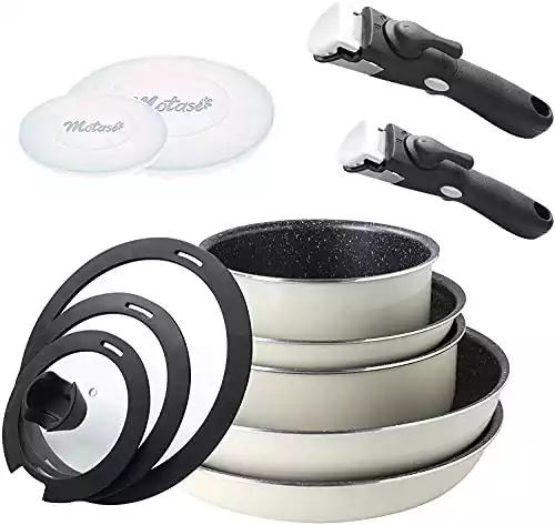 Motase Pots and Pans Nonstick, Detachable Handle Cookware Sets