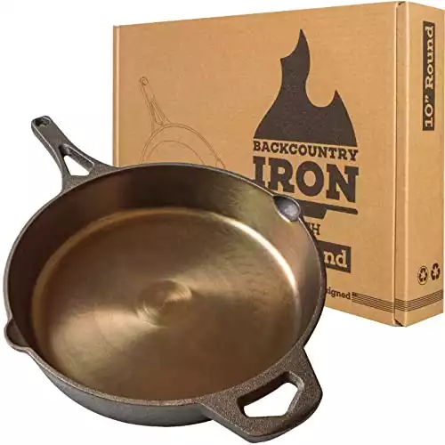Backcountry Iron 10-1/4 Inch Smooth Wasatch Pre-Seasoned Round Cast Iron Skillet