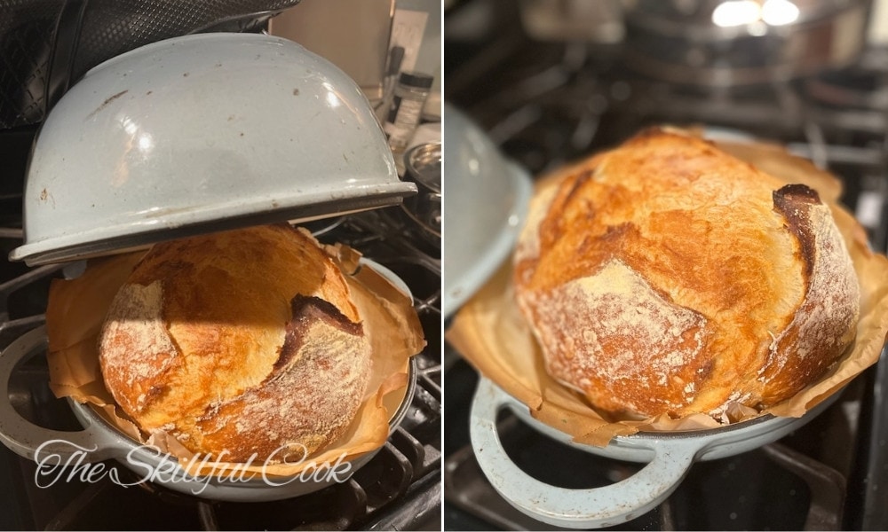 baked bread in a Dutch oven