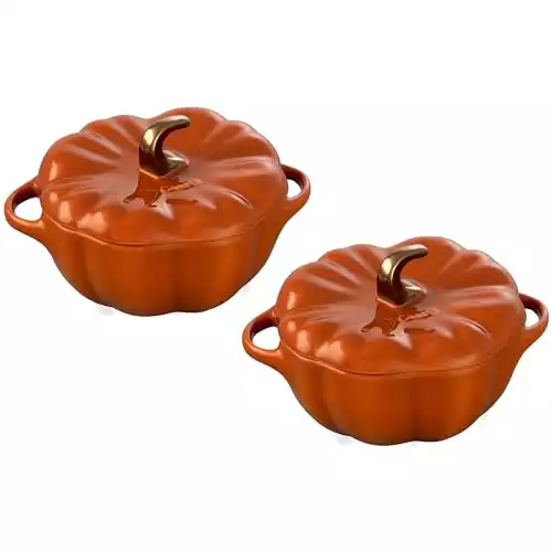 Staub Ceramic Petite Pumpkin Cocotte Set