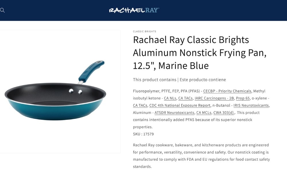 Rachael Ray Brights chemical disclosure page