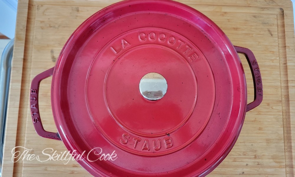 the lid reads La Cocotte and Staub 