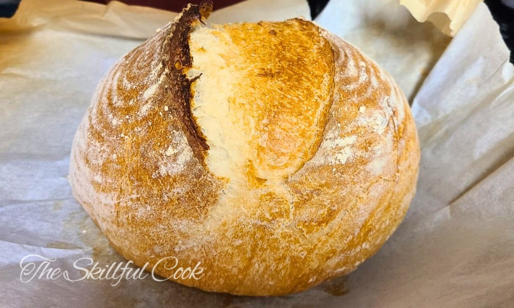 Sourdough bread baked on Le Creuset