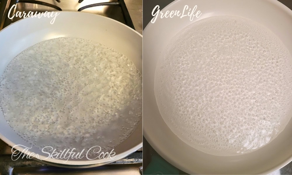 Boiling Water Test - greenlife pan vs caraway pan