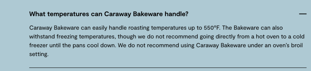 Caraway pans are not technically broiler-safe