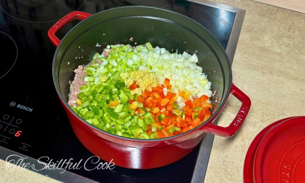 Dirty Rice Recipe Step 2- Add the Veggies