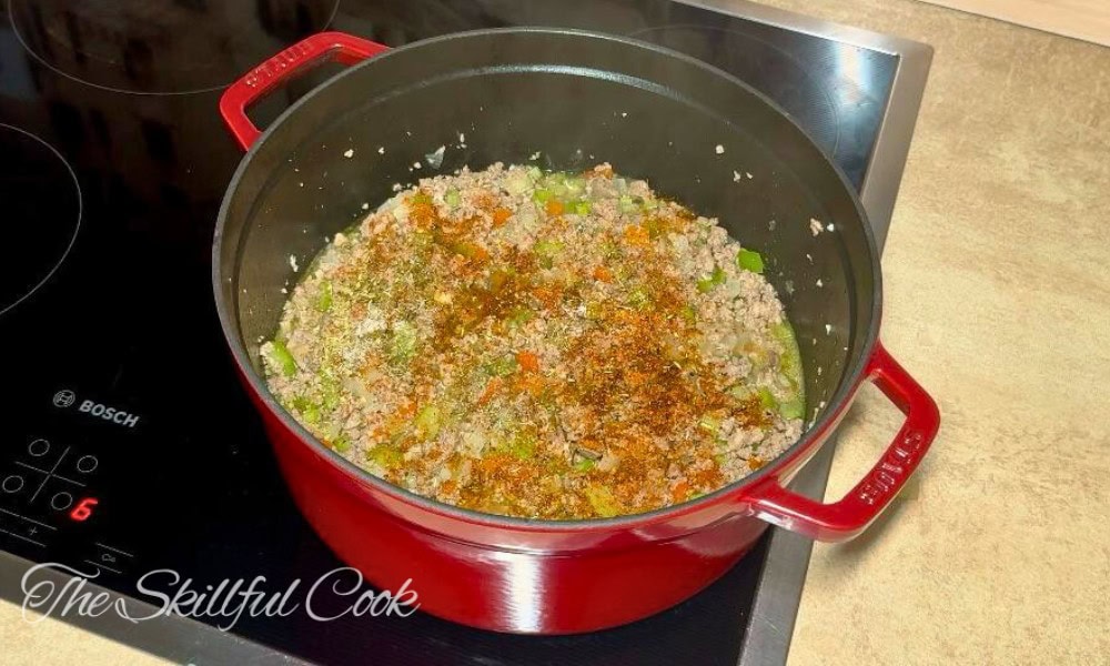 Dirty Rice Recipe Step 3- add the Cajun and Creole seasoning