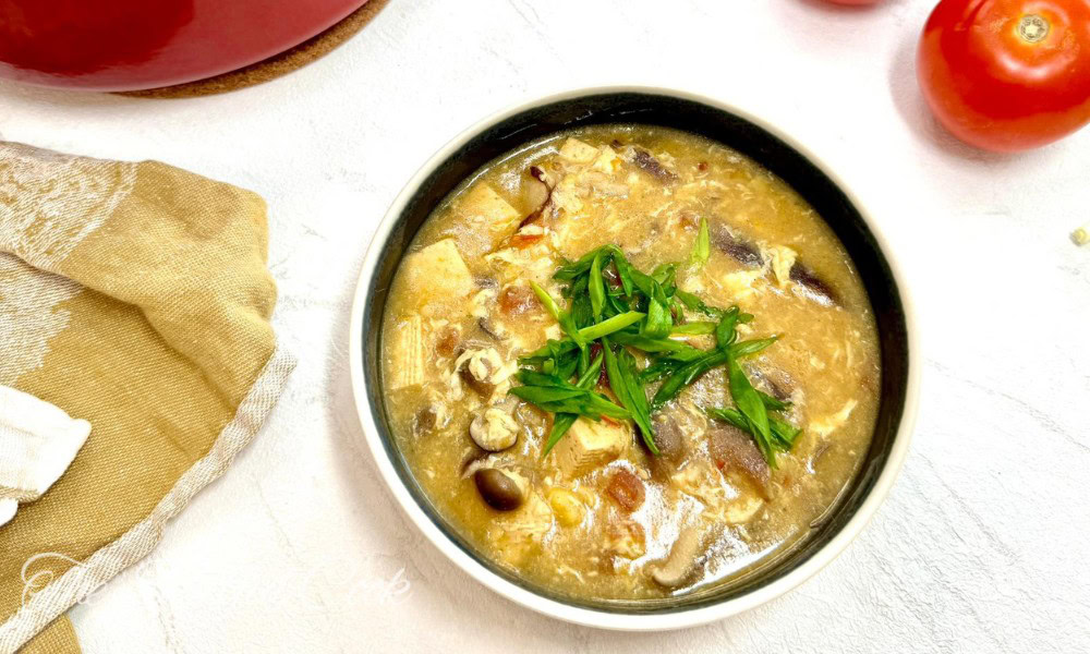 Hot and sour soup served
