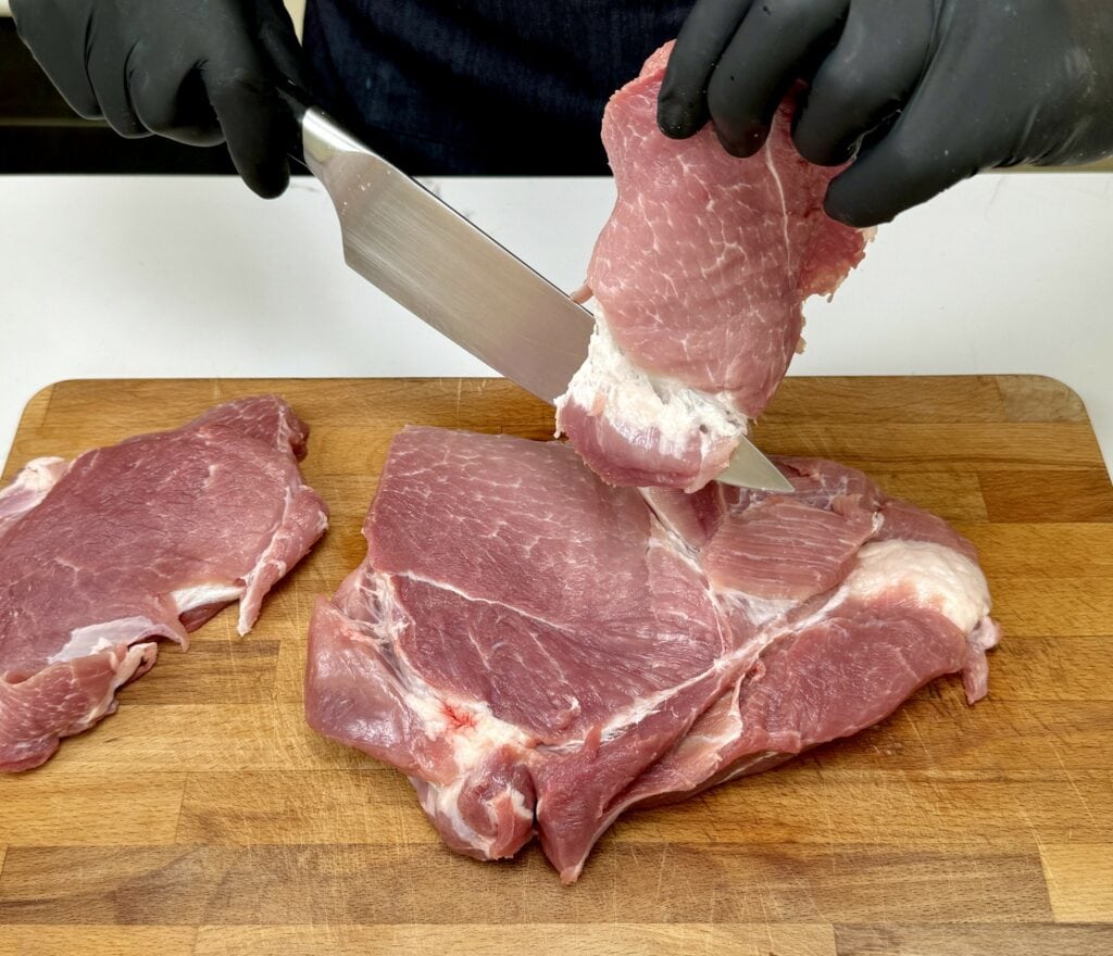 Cutting meat into smaller chunks